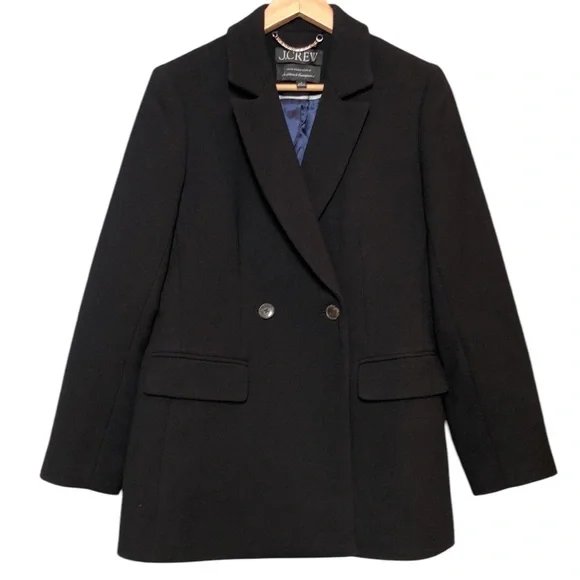 J. Crew evening blazer jacket in Italian double cloth wool blend black size 8